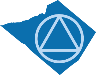 the AA triangle in circle logo is inside the outline of Berks County