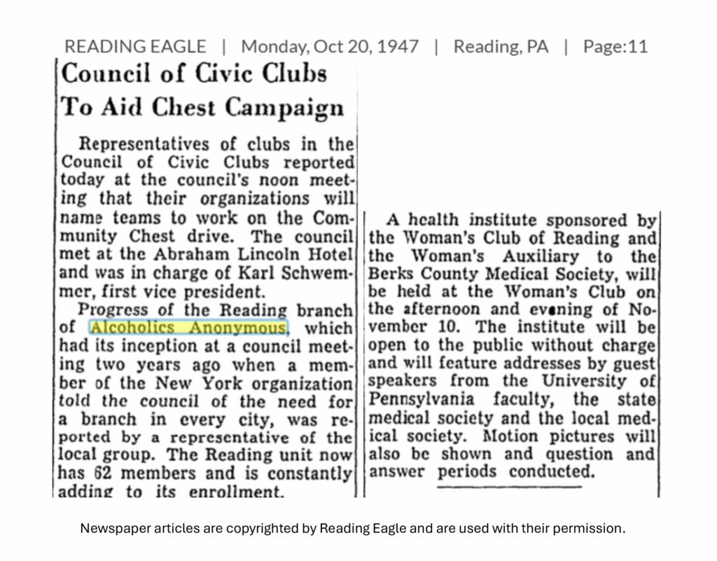 A newspaper clipping from 1947