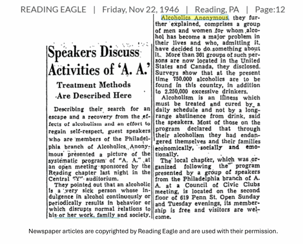 A newspaper clipping from 1946