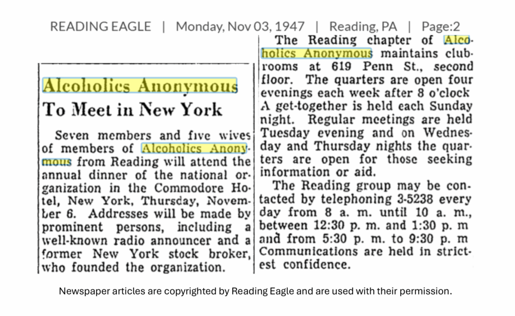 A newspaper clipping from 1947