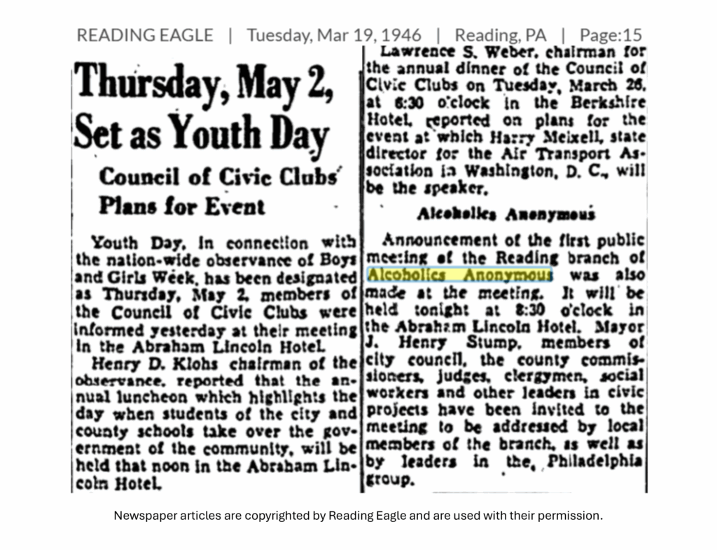 A newspaper clipping from 1946