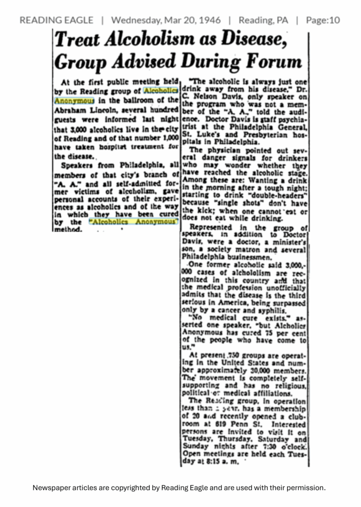 A newspaper clipping from 1946