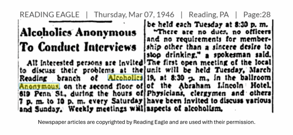 A newspaper clipping from 1946