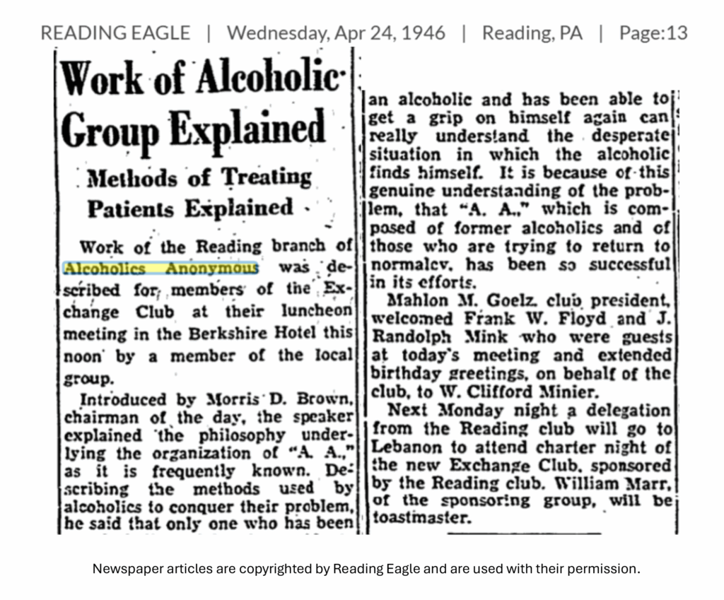 A newspaper clipping from 1946