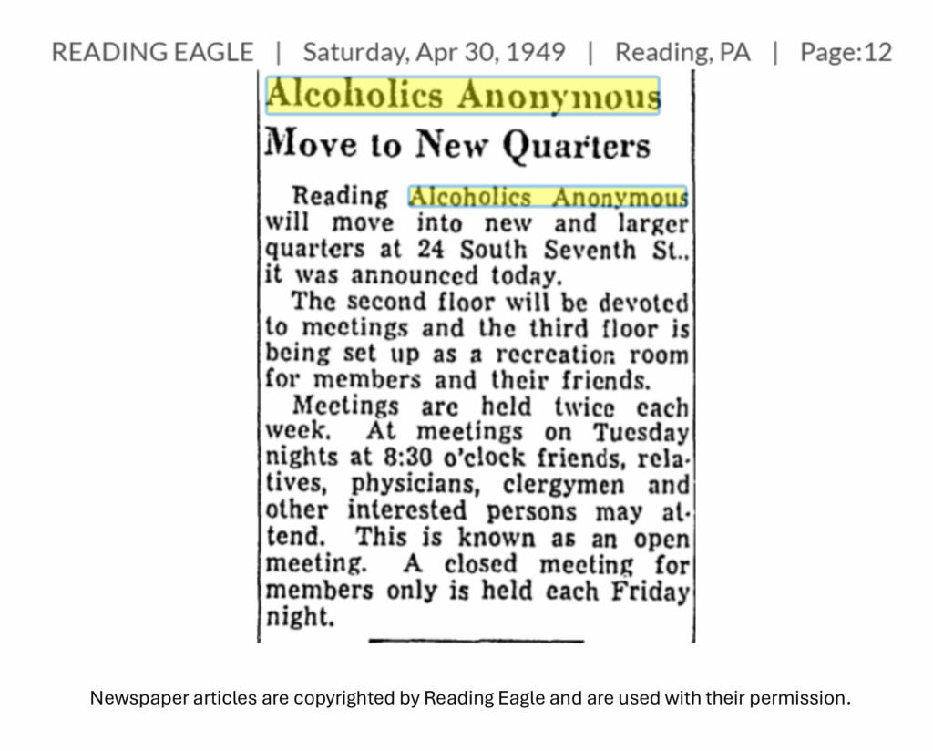 A newspaper clipping from 1949